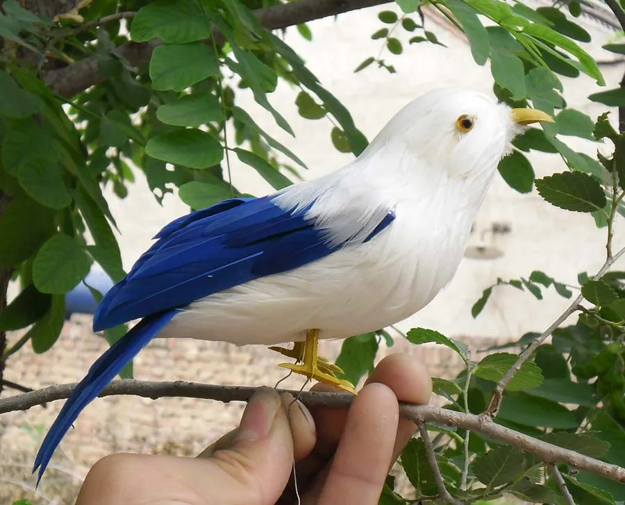 青と白の泡と羽のシミュレーション鳥モデル,ギフト,約16cm, 2177