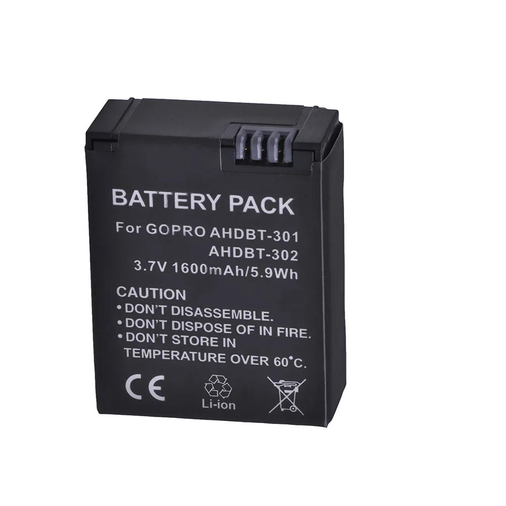 1600mAh AHDBT-302 Battery/LED Charger for GoPro Hero3, Hero3+ Silver/Black,GoPro AHDBT-201,AHDBT-301,AHBBP-301