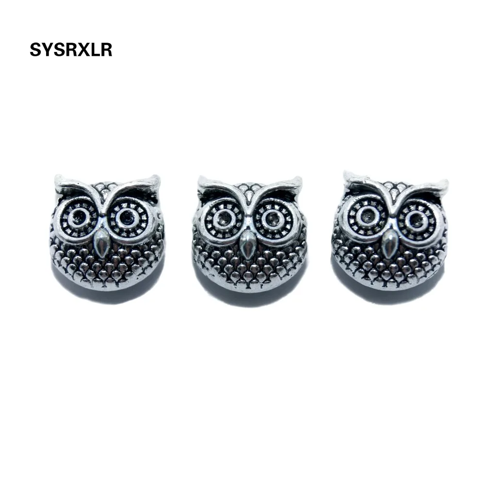 Wholesale 10 pcs 10 MM Lot Charms Owl Head Spacers Beads Vintage Silvery Alloy Beads DIY For Jewelry Making Bracelet Accessoires