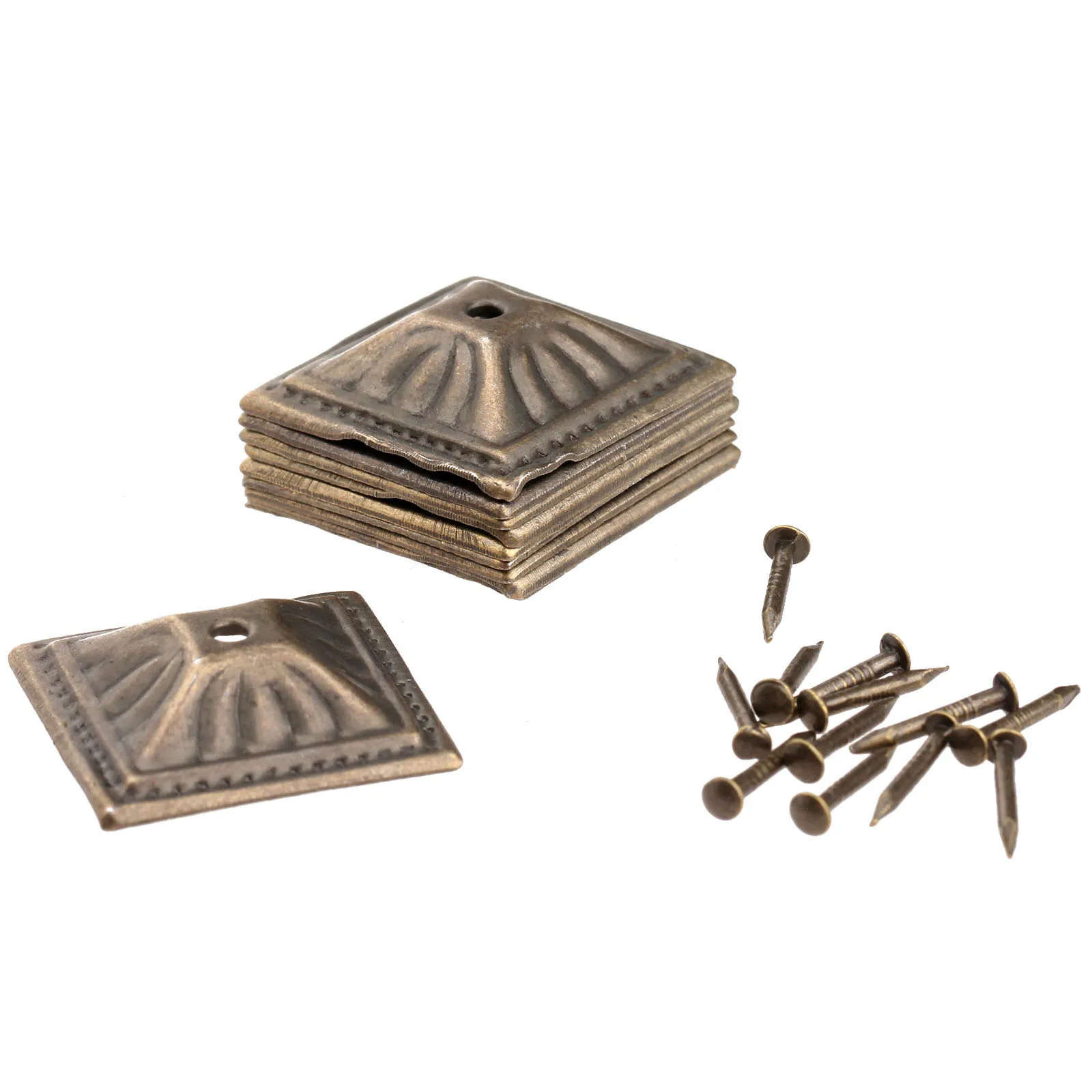 50Pcs 21x21mm Iron Antique Brass Upholstery Nail Jewelry Gift Box Sofa Decorative Upholstery Nails For Furniture Tacks Pushpins