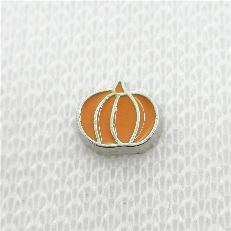 

50pcs/lot Wholesale Charms pumpkin Floating Charms Living Glass Memory Lockets DIY Jewelry Charms