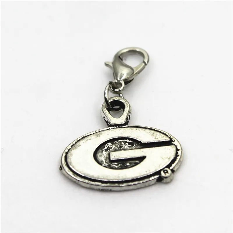 20pcs/lot Football Sports Packers Dangle Charms Lobster Clasp Hanging Charm DIY Jewelry Accessories Bracelet Necklace