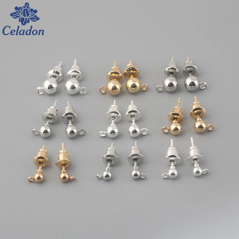 5x15mm 10pieces Earplugs+10 pieces Ear needle Gold Silver Rhodium Plated Metal Earring Findings for DIY Jewelry Making Accessory