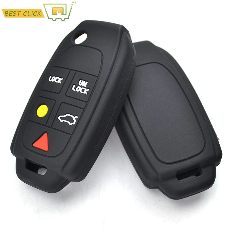 Siliconen Autosleutel Geval Voor Volvo XC90 S80 XC70 S60 V70 Cover Keyless Remote Fob Shell Skin Sleutelring houder Protector