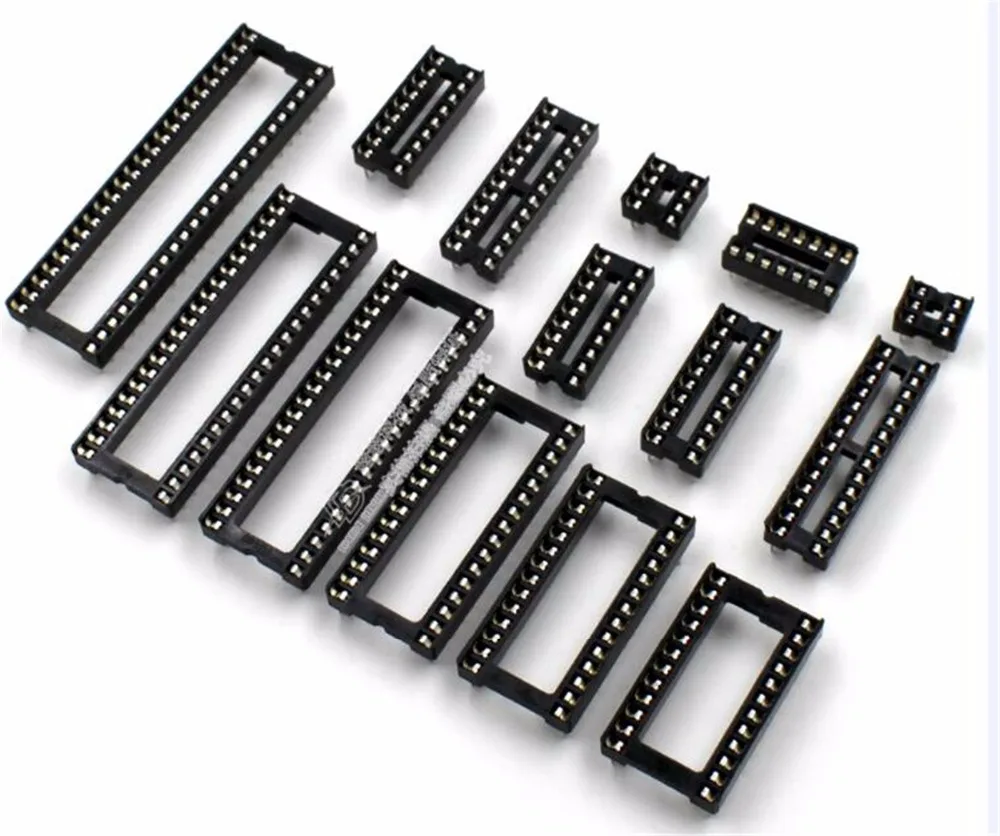 1 tube IC Socket DIP SIP Chip Socket Pin 2.54mm Pitch 6/8/14/16/18/20/24/28Pin 24/28/32/40Pin Wide IC Socket Adapter Solder Type