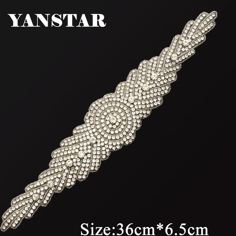 

YANSTAR Wholesale (30PCS) Rhinestones Appliques For Wedding Belt Silver Crystal Rhinestones Appliques DIY Bridal Sash YS905