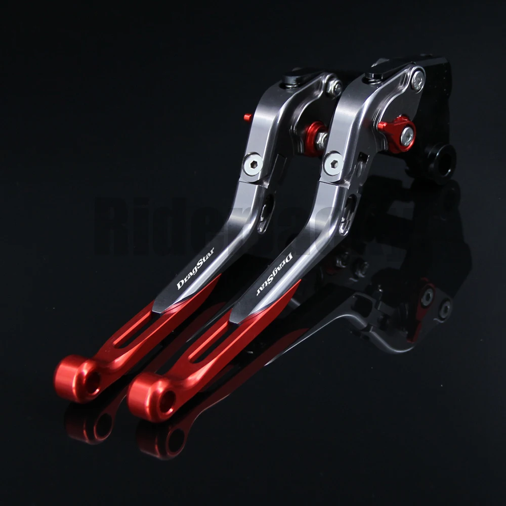 Red+Titanium Motorcycle Adjustable CNC Brake Clutch Lever For Yamaha XVS 650 XVS650 DRAGSTAR 1997-2003 2002 NOT fit classic type