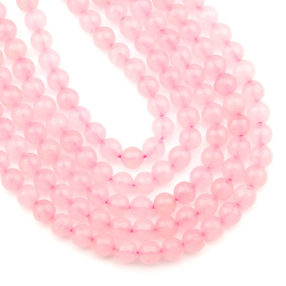 Powder Rose Quart Natural Stone Pink Crystal Round Loose Beads Ball 4/6/8/10/12MM Handmade Jewelry Bracelet Making DIY