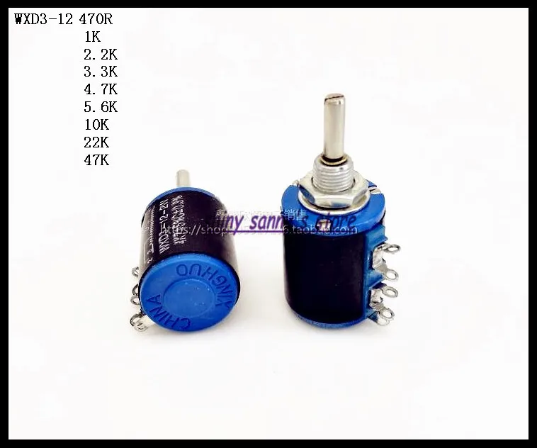 2pcs/Lot WXD3-12 2W 470R/1K/2.2K/3.3K/4.7K/5.6K/10K/22K/47K Ohm Multi-Circle Precision Wire-Wound Potentiometer Brand New