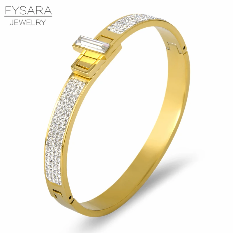 FYSARA Luxury Brand AAA Crystals Zirconia Paved Bracelets & Bangles For Women Charm Turnable Bracelet Lover Wedding Jewelry