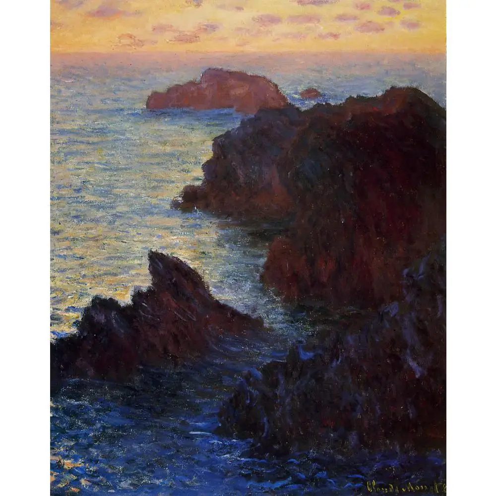 

Hand Painted Oil Painting Claude Monet Canvas Art Rocky Point at Port- Goulphar High Quality Unframed for New House Decor