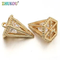 10*15mm Brass Cubic Zirconia Fashion Charms Pendants DIY Jewelry Findings Accessories, Hole: 1mm, Model: VD269/1 Piece