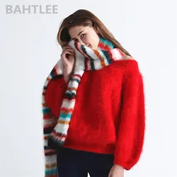 BAHTLEE-Women's Super Long Irdescence Scarf, Angola Knitting, Keep Warm, Fashion Brand Style, Perfect Neutral, Winter