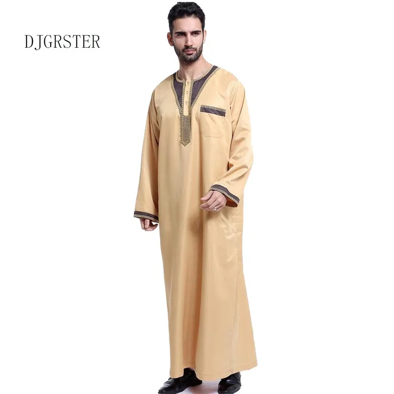 DJGRSTER-남성용 고품질 이슬람 의류, 아라비아, Jubba, Thobe, 두바이, 남성 Kaftan, Abaya 의류, 4 가지 색상