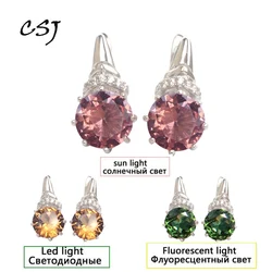 CSJ Elegant Zultanite Earring Sterling 925 Silver Round 8MM Created Sultanite Fine Jewelry Women Wedding Party Gift