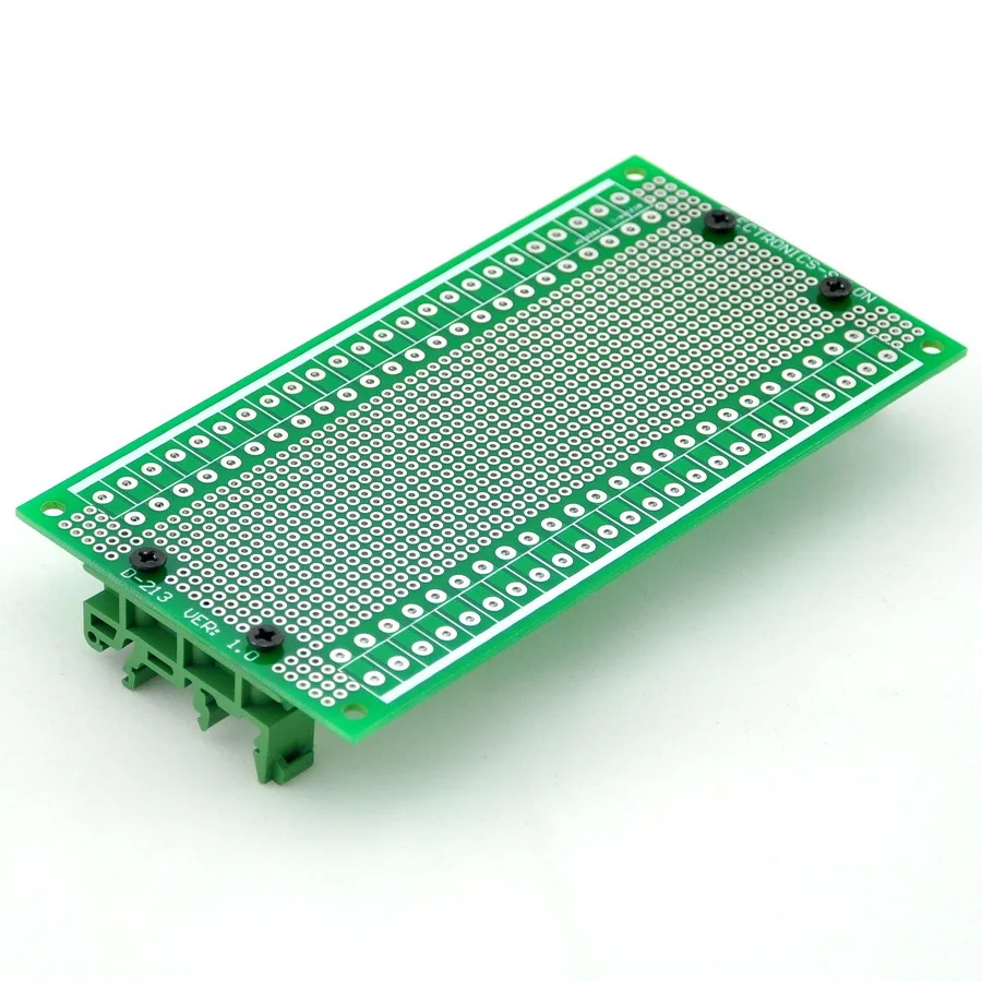 

Prototype PCB with DIN Rail Adapter, 137.4 x 72mm, for DIN Rail Projects DIY