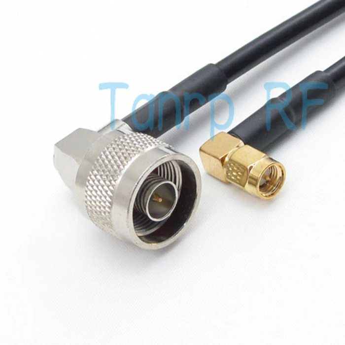 Freeshipping! 50CM  RG58  RF Pigtail coaxial  jumper cable N male plug right angle to SMA male plug Right Angle 20INCH