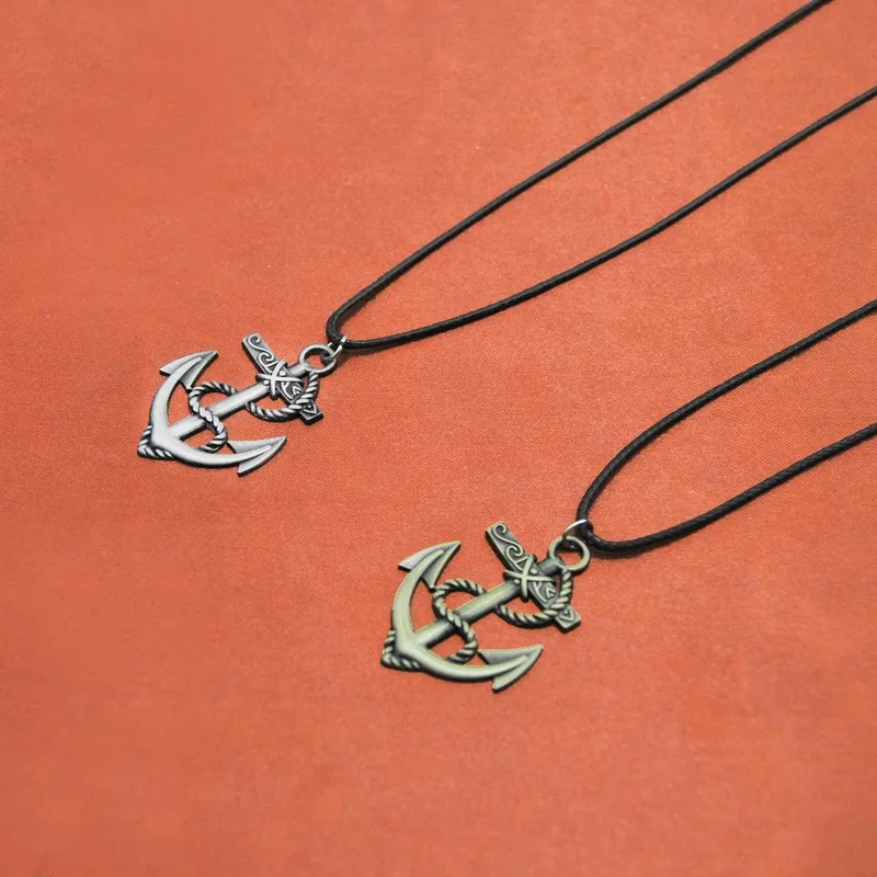 Anchor Choker Necklace For Women Retro Leather Chain Anchor Necklaces Pendants Men Jewelry Party Gift