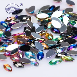 500PCS Glitter Flatback Horse Eye Rhinestones AB Color 3D Nail Art Strass Loose Decorative Glue On Acrylic Rhinestones S031