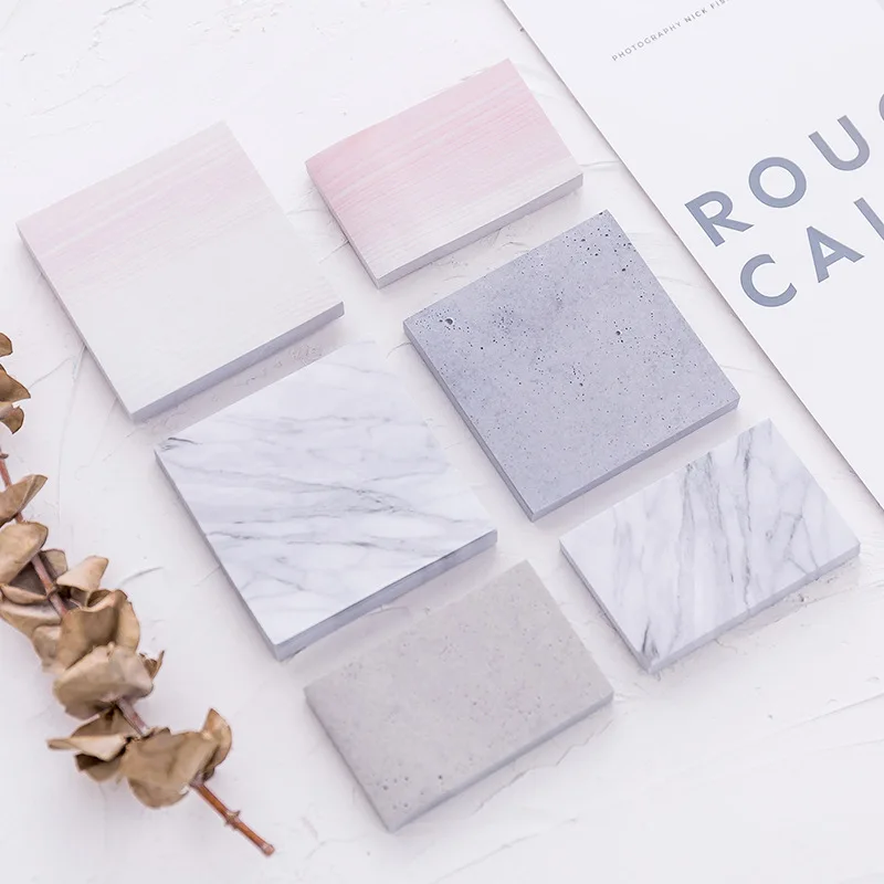 The Color of Marble Notepad Self-Adhesive Memo Pad Sticky Paper Notes Bookmark School Office Stationery Supplies