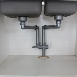 Talea Double sink drain pipe kit Grey drainpipe Kitchen Fixtures sewer hose Laundry Sink Waste Kit downcomer setGB028C001