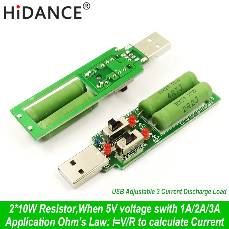 Rezystor USB obciążenie dc z przełącznikiem regulowany 3 prąd 5V1A/2A/3A pojemność akumulatora tester rezystancji napięcia rozładowania