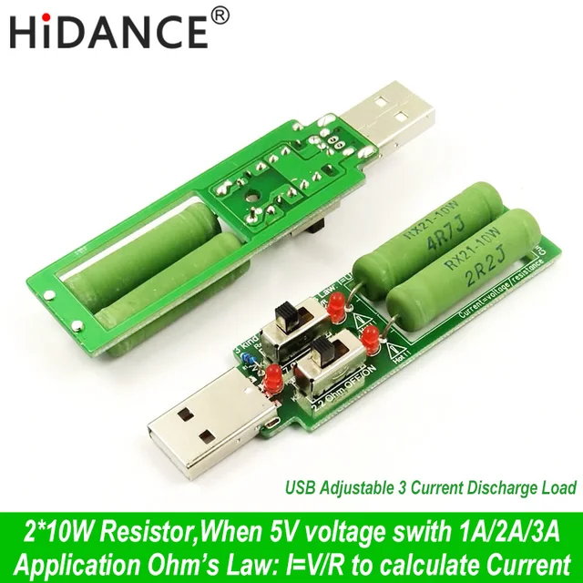 Rezystor USB obciążenie dc z przełącznikiem regulowany 3 prąd 5V1A/2A/3A pojemność akumulatora tester rezystancji napięcia rozładowania