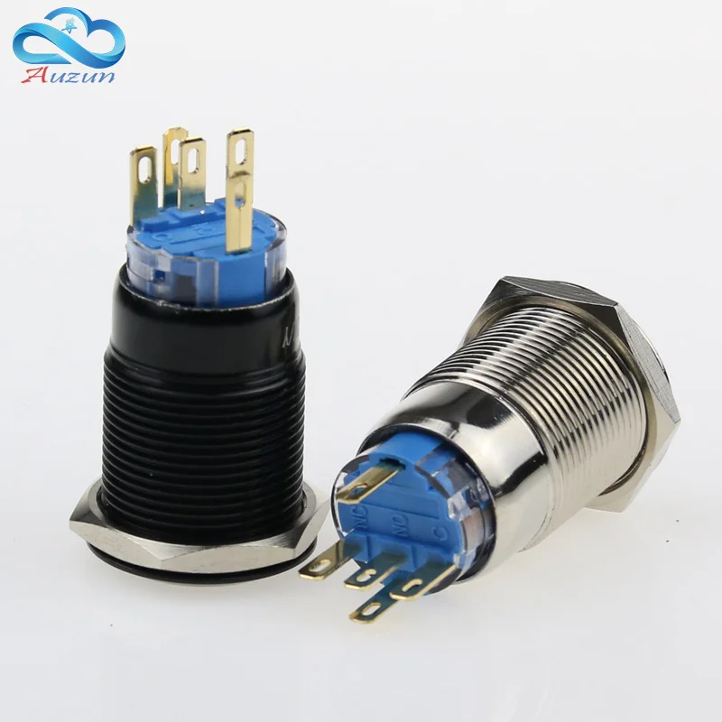 19mm Metal Button Switch Fixed Self-locking  Current 5A Voltage 3V 6V 12V 24V 110V 220V view 5