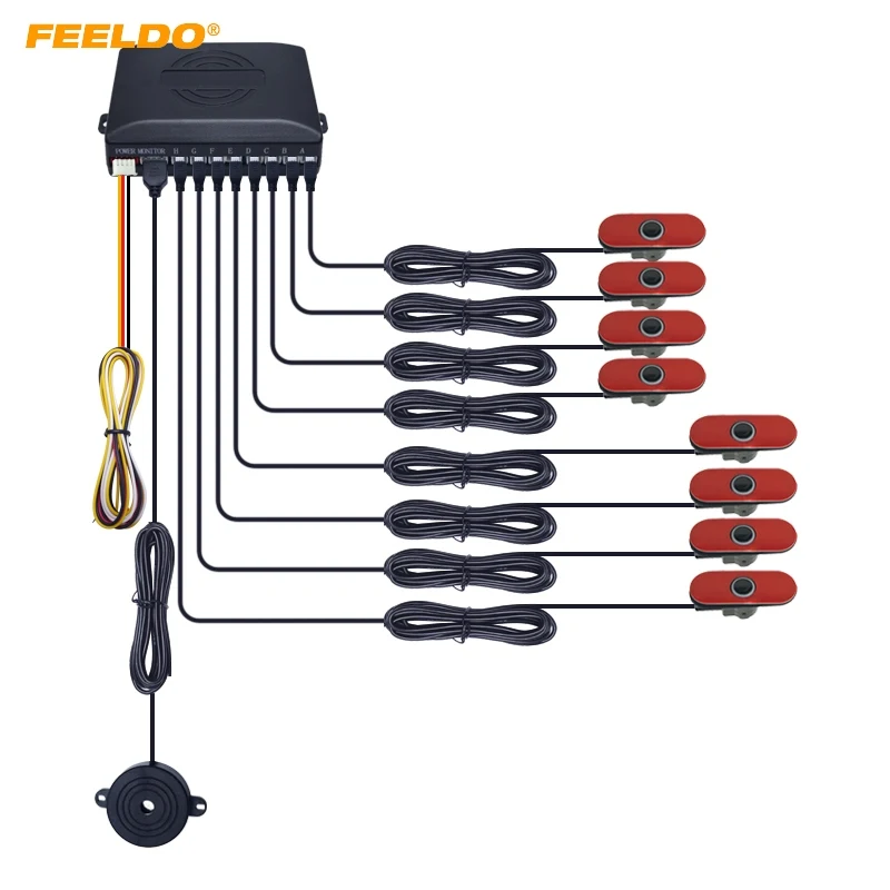 

FEELDO 1Set Car 8pcs Original Sensors 16.5mm Reverse Backup Radar 4 Front 4 Rear Beep Alarm Parking Sensors #AM1359