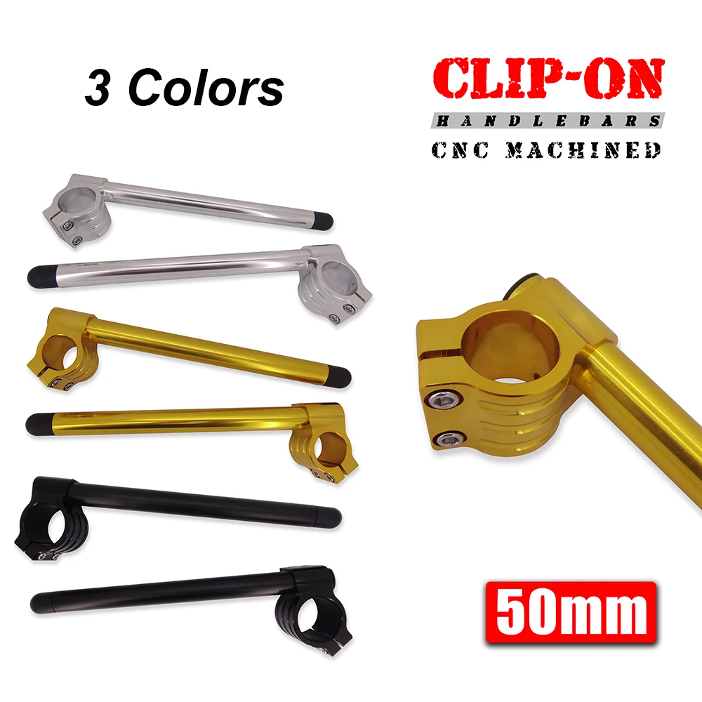 

Motorcycle CNC 7/8" HandleBars Clip-On Clipons 50MM For Yamaha YZF R1 R6 R6S YZF750R FZ1 FZ6