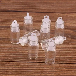 100pcs 11*22*6.5mm 1ml Mini Glass Wishing Bottles Tiny Jars Vials With Plastic Stopper