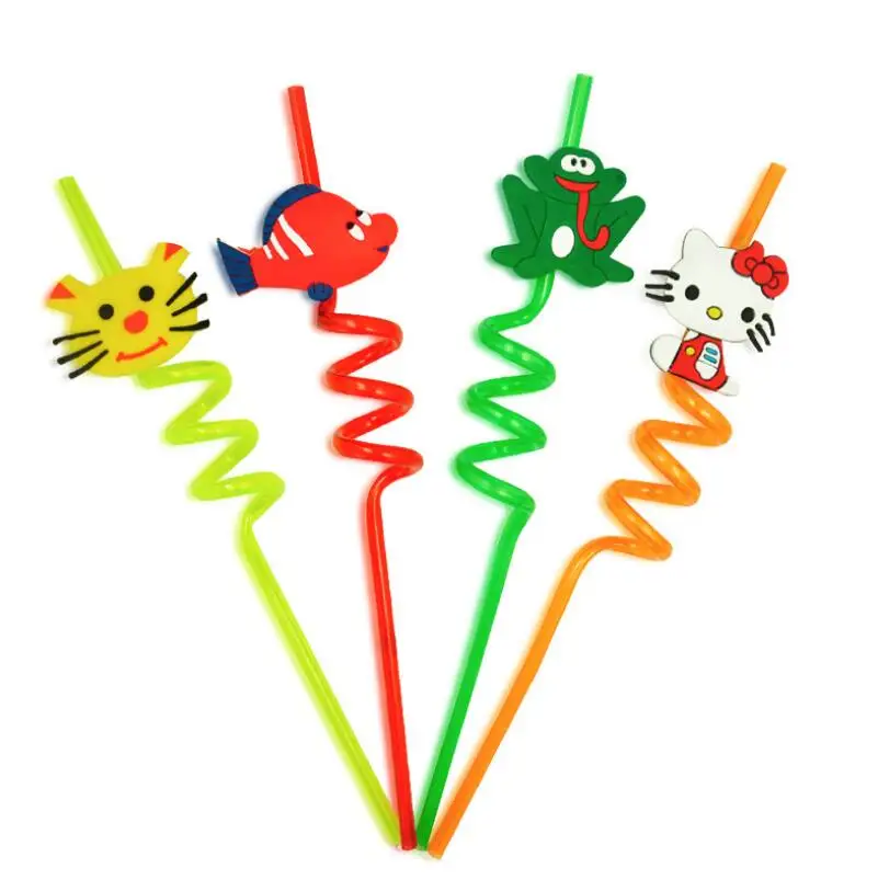 3D Party Bar Straws Creative Cute Flexible Plastic Cocktail Drinking Straw Hawaiian Party Decoration LX6966