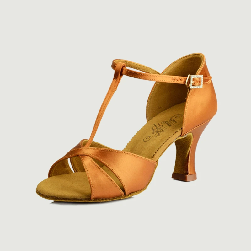 Chaussures de danse latine femme Salsa BD 2358 importé satin brillant éblouissant semelles en cuir véritable résistant à l'usure antidérapant peau profonde chaude