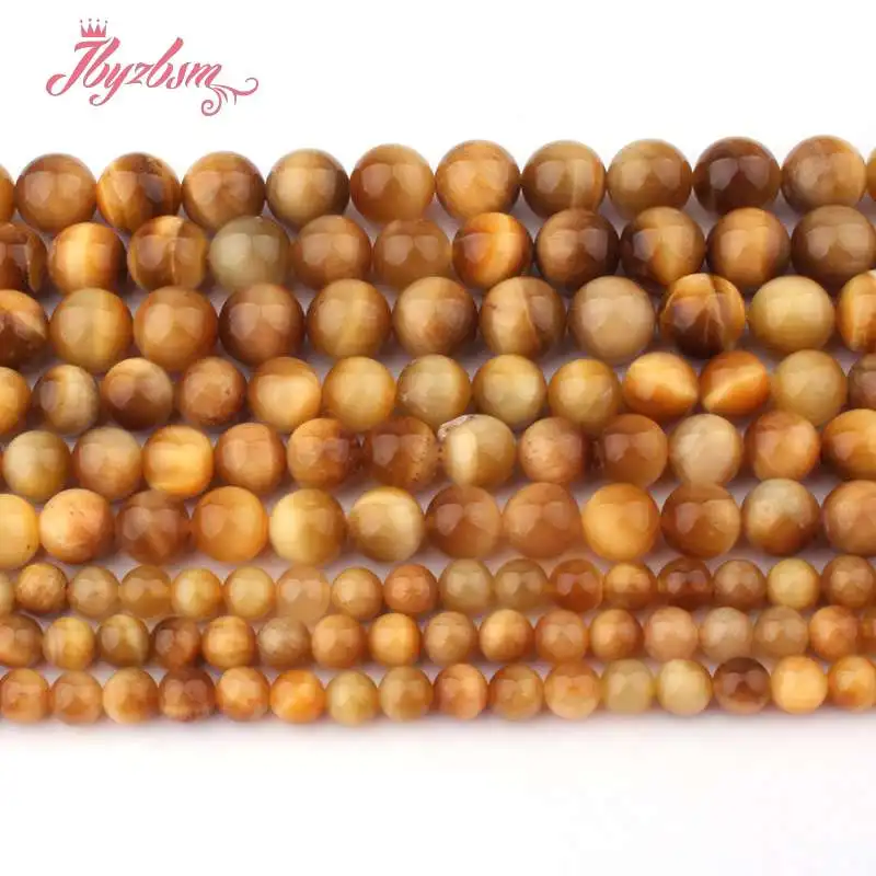 

6,8,10mm Round Gold Tiger's Eyes Beads Natural Stone Beads For DIY Necklace Bracelet Earring Jewelry Making 15"