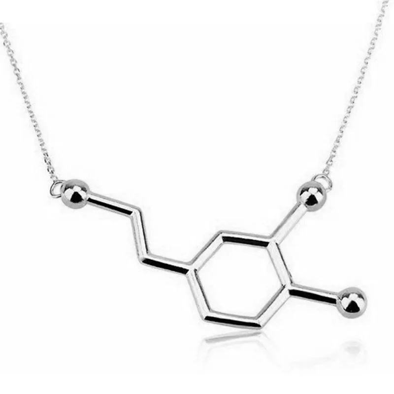 

Wholesale10pc Dopamine Molecule Clavicle Necklaces Dainty Chemistry Element Pendants Gold Silver Color Female Jewelry