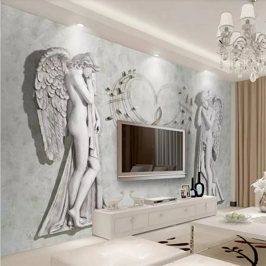 

wellyu papel de parede Custom wallpaper European Angel TV background wall 3d photo murals living room bedroom wallpaper mural