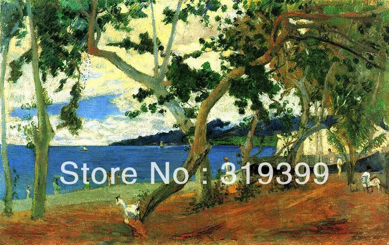 

100% handmade paul gauguin Oil Painting Reproduction on Linen canvas,Bord de mer I,free Shipping, landscape oil paintings