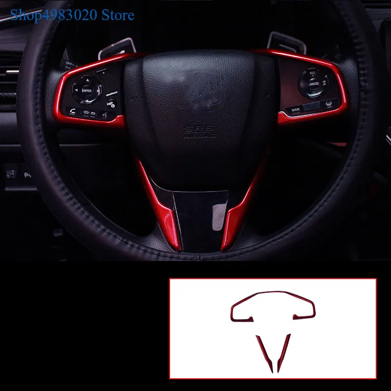 For Honda CRIDER  2018-2019 Inner Steering Wheel Sequin Strip Cover Trims With ABS Chrome red/carbon fiber Styling Accessories