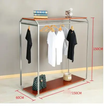 Silver clothing store rack display rack women's clothing store rack iron art display clothing rack running water platform .