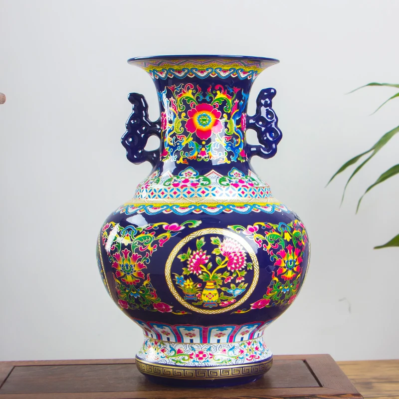 

Jingdezhen Antique Ancient Enamel Chinese Ceramic Flower Vase Home Office Decorative Porcelain Vases