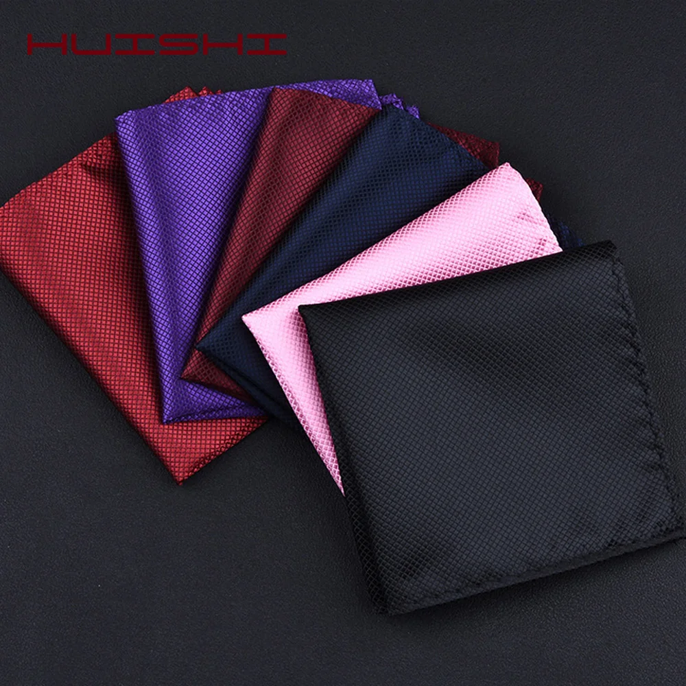 HUISHI-Pañuelo cuadrado de poliéster para hombre, pañuelo de Color sólido, Estilo Vintage, a cuadros, ideal para fiesta de moda