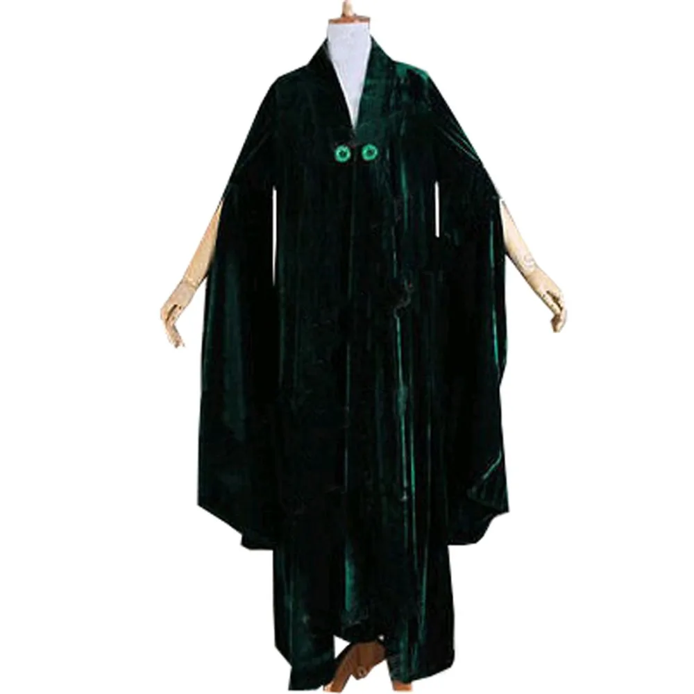 2019 Minerva McGonagall Dress Cosplay Costume Dark Green Cloak Trench Coat Outfits New