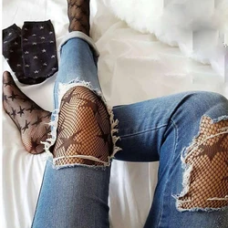 SP&CITY Fashion Cool Star Printed Fishnet Tights Hollow Out Sexy Mesh Pantyhose Punk Pattern Pantyhose Black Women Tights