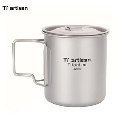 Tiartisan Titanium Cup 420ml Outdoor Camping Ultralight Coffee Mug Portable Picnic Drinkware with Lid Ta8306Ti