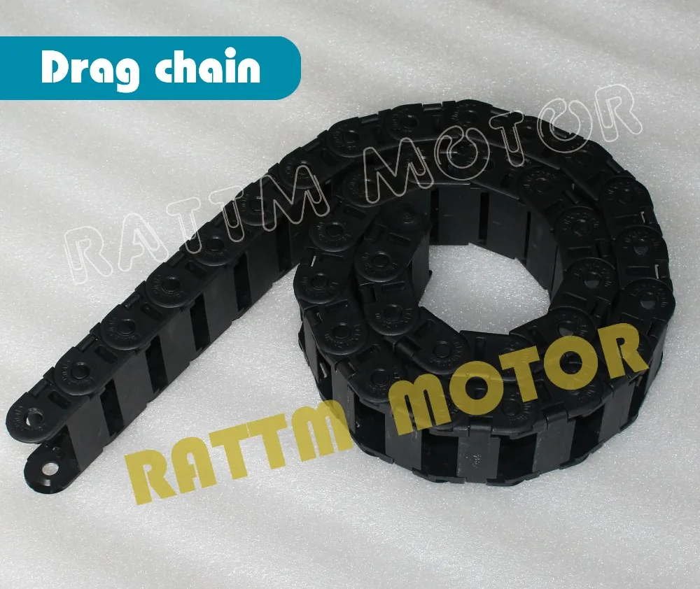 2M half seal open 18 x 50mm Cable drag chain wire carrier with end connectors plastic towline for CNC Router Machine Tool 1000mm