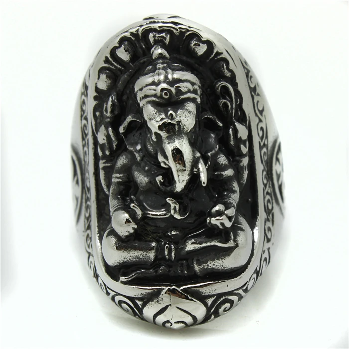 2015 Newest Fashion Design 316L Stainless Steel Elephant Ring Lord Ganesha Ring