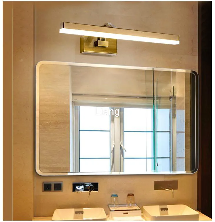 Brass Color Mirror Lamp Vintage Bathroom Washroom LED Mirror Lights AC85-265V American Rotating Mirror Lamp Fixture