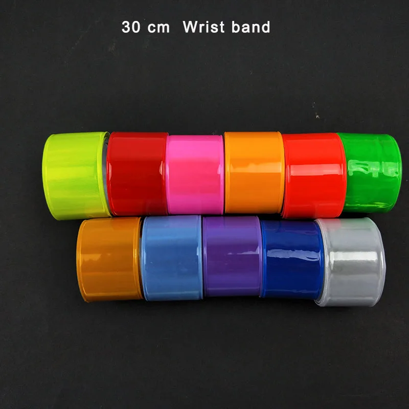 30CM Reflective Wristband Armband Slap Band bracelets Slap Wrap For Running Bicycle Riding Road Safety Visibility