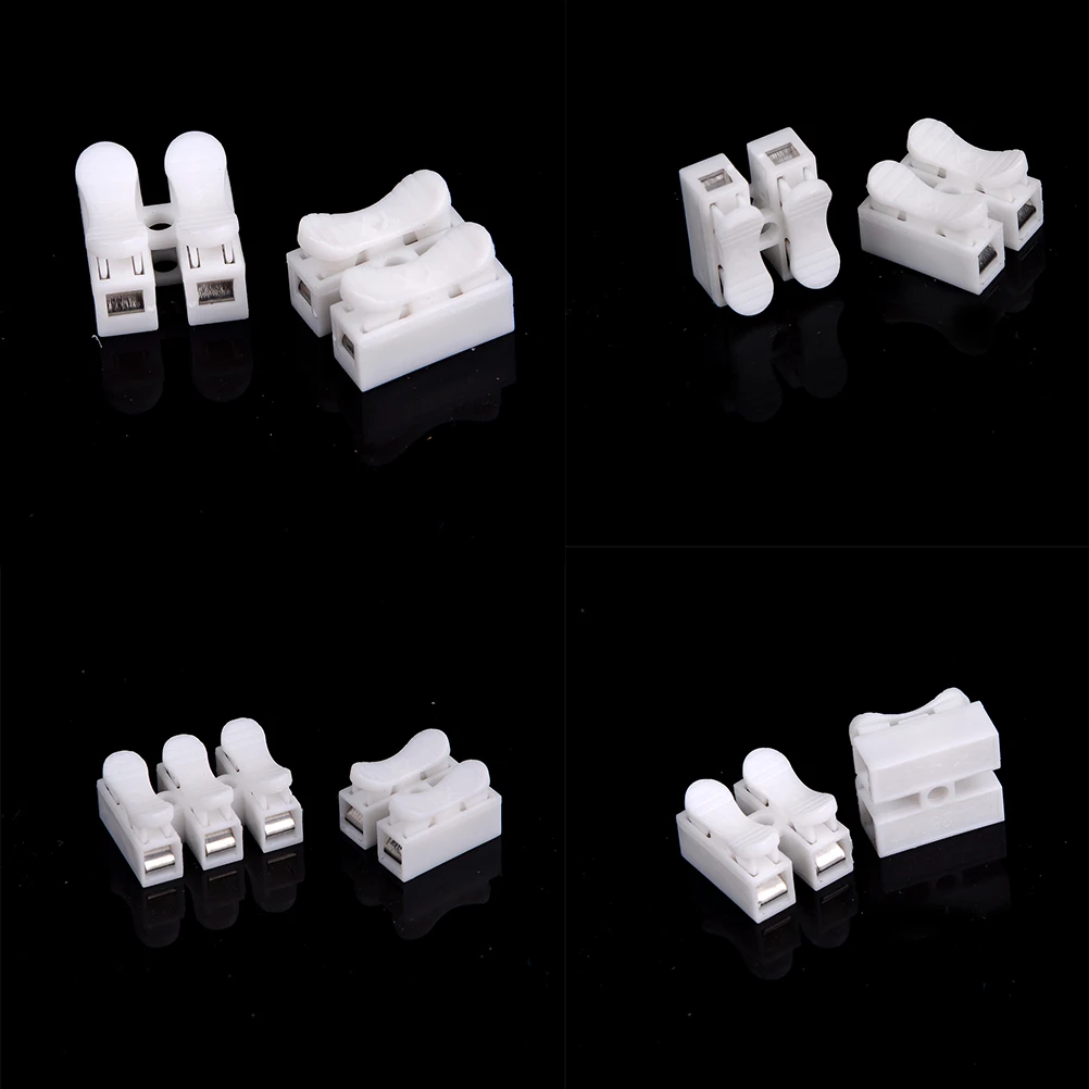 10PCS/lot 2P Spring Wire Quick Connector Splice With No Welding No Screws Cable Clamp Terminal 2 Way Easy Fit Led Strip