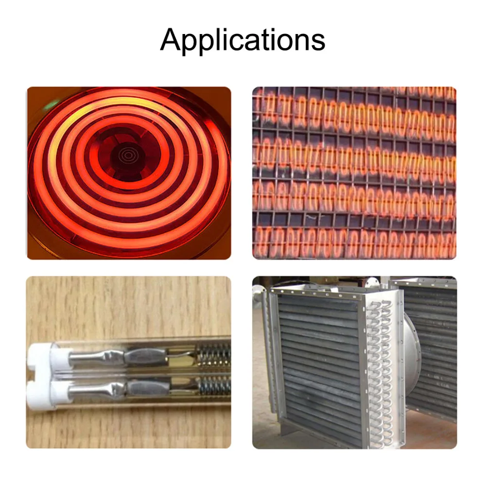 4 قطعة 7.2x800 7x750 5.6x480 مللي متر عنصر التدفئة لفائف الأسلاك مواد تبطين مضادة للتآكل تتحمل درجة حرارة عالية سخان سلك AC220V 1200W 2500W 3000W / AC110V 300W 625W 750W